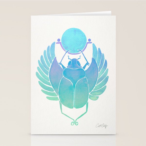 Egyptian Scarab - Turquoise OmbrÃ© Stationery Card Gallery Image 1