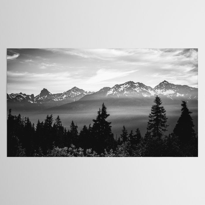 Morning in the Mountains Black and White Tablecloth Gallery Image 2