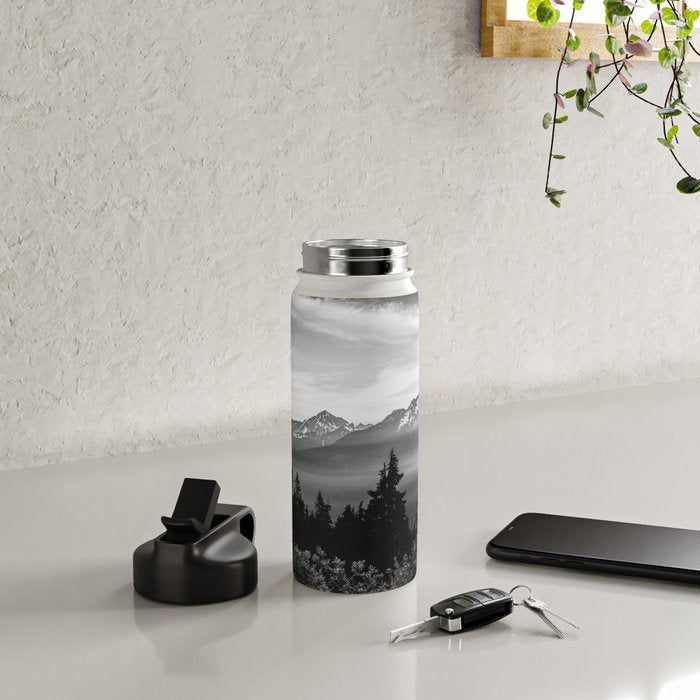Morning in the Mountains Black and White Water Bottle Gallery Image 4