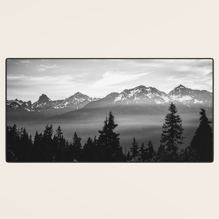 Morning in the Mountains Black and White Desk Mat Gallery Image 3