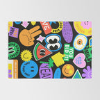 Retro cartoon sticker pattern Rug Gallery Image 2