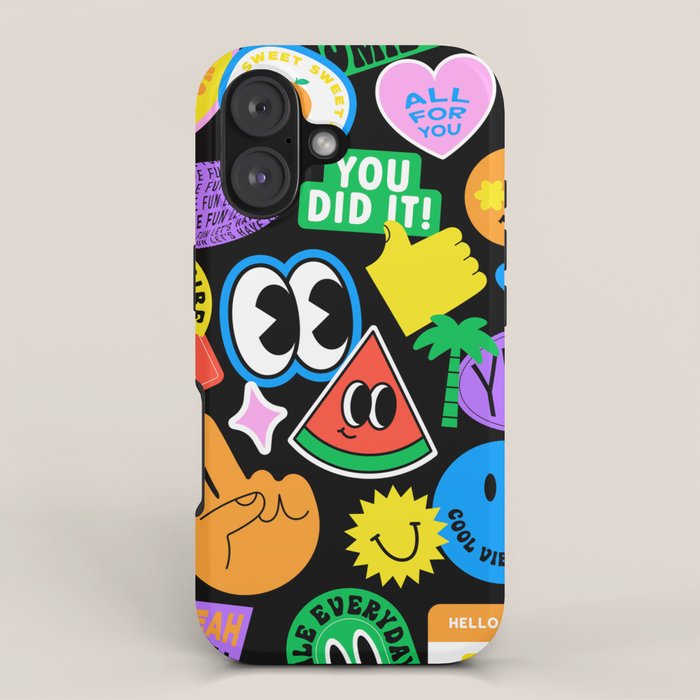 Retro cartoon sticker pattern iPhone Case Gallery Image 1