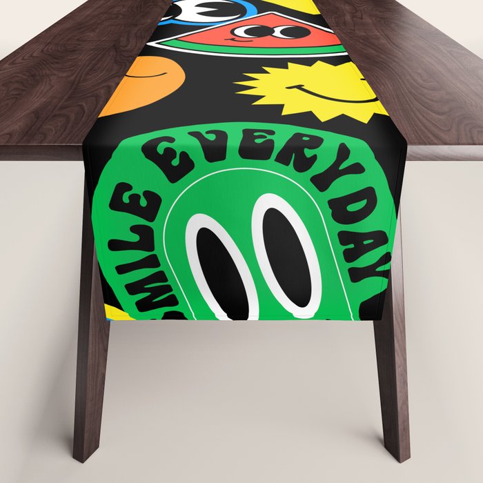 Retro cartoon sticker pattern Table Runner Gallery Image 1