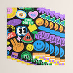 Retro cartoon sticker pattern Wrapping Paper Gallery Image 3