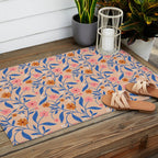 Garden Blooms and Blue Leaves Outdoor Rug Gallery Image 2
