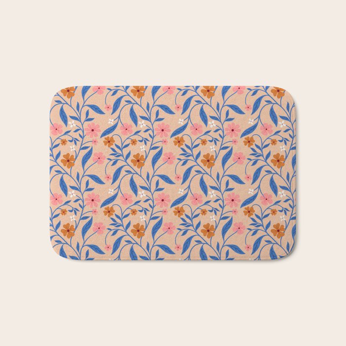 Garden Blooms and Blue Leaves Bath Mat Gallery Image 1