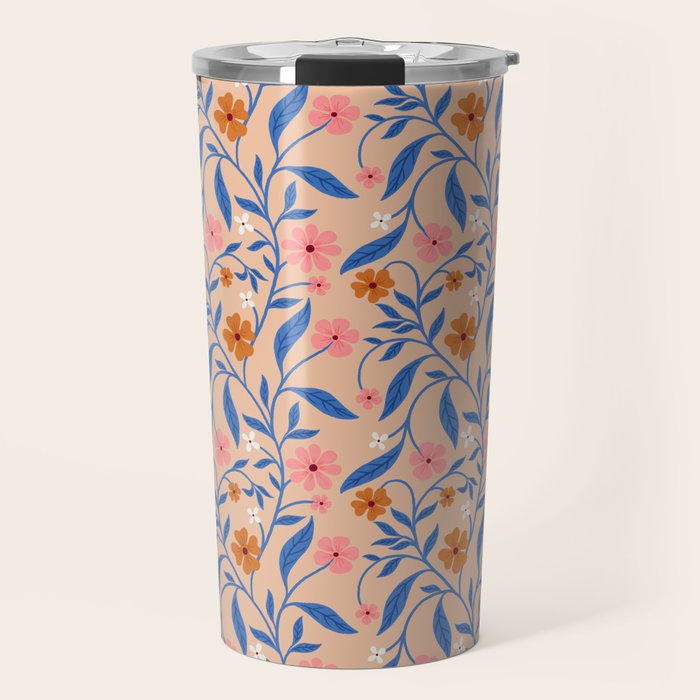 Garden Blooms and Blue Leaves Travel Mug Gallery Image 1