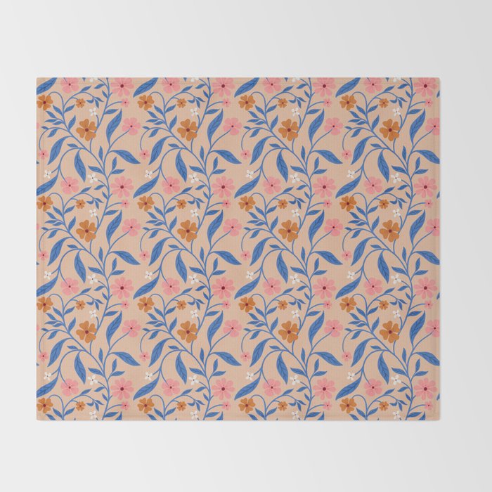 Garden Blooms and Blue Leaves Throw Blanket Gallery Image 2