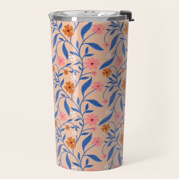 Garden Blooms and Blue Leaves Travel Mug Gallery Image 2