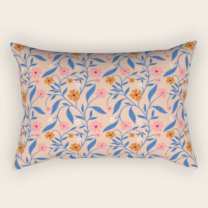 Garden Blooms and Blue Leaves Rectangular Pillow Gallery Image 2