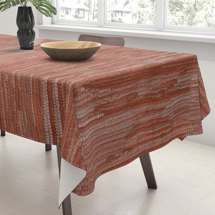 Old Market Textile in Faded Terracotta Tablecloth Gallery Image 3