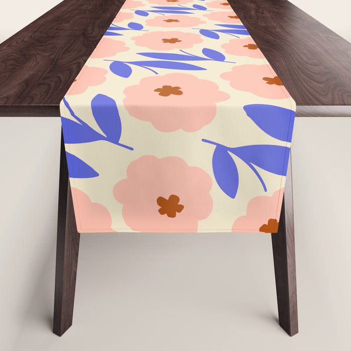 Bold Flower - Pink and Blue Table Runner Gallery Image 1