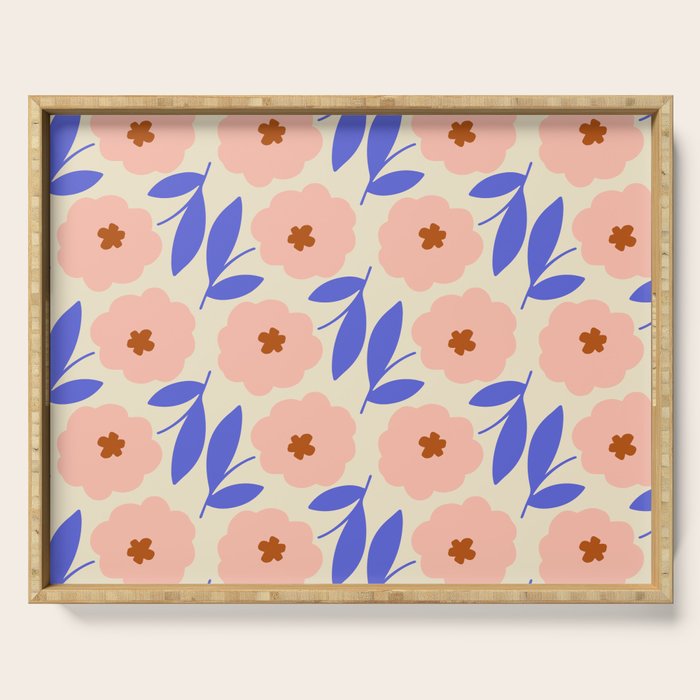 Bold Flower - Pink and Blue Serving Tray Gallery Image 1