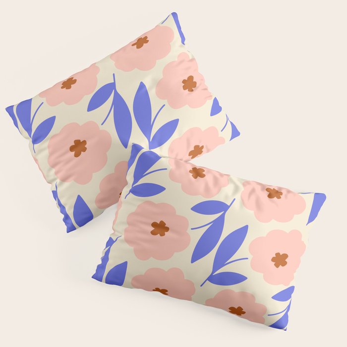 Bold Flower - Pink and Blue Pillow Sham Gallery Image 3