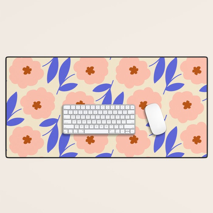 Bold Flower - Pink and Blue Desk Mat Gallery Image 1
