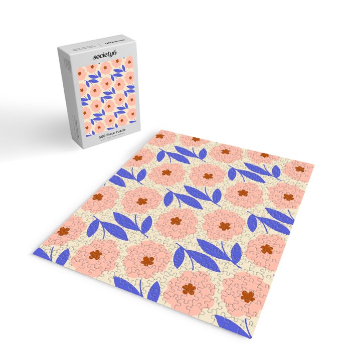 Bold Flower - Pink and Blue Jigsaw Puzzle Gallery Image 2