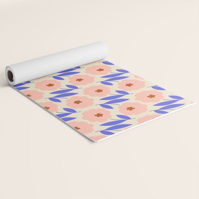 Bold Flower - Pink and Blue Yoga Mat Gallery Image 2