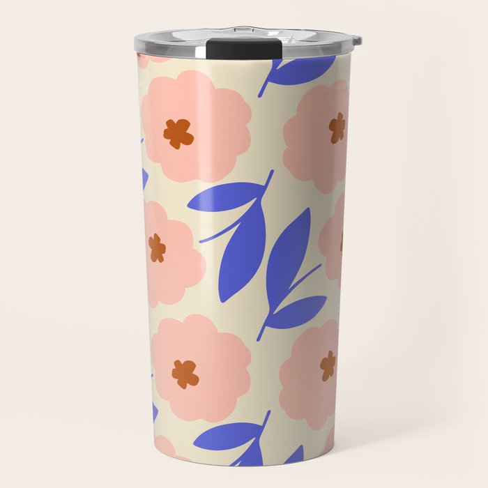 Bold Flower - Pink and Blue Travel Mug Gallery Image 1