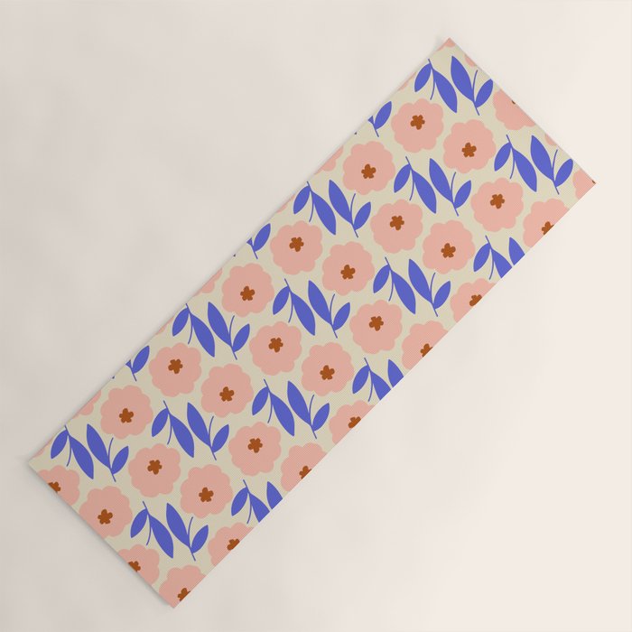 Bold Flower - Pink and Blue Yoga Mat Gallery Image 1