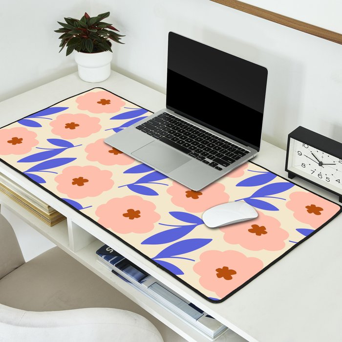 Bold Flower - Pink and Blue Desk Mat Gallery Image 2