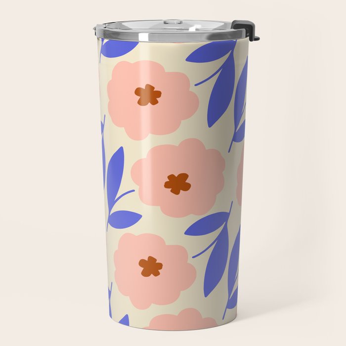 Bold Flower - Pink and Blue Travel Mug Gallery Image 2