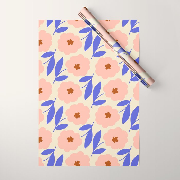Bold Flower - Pink and Blue Wrapping Paper Gallery Image 1