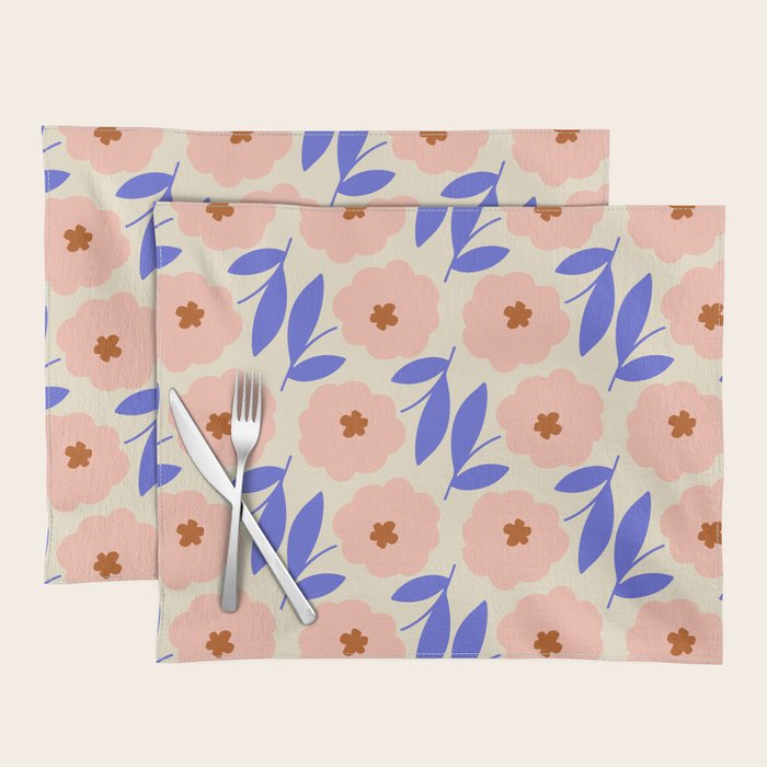 Bold Flower - Pink and Blue Placemat Gallery Image 1