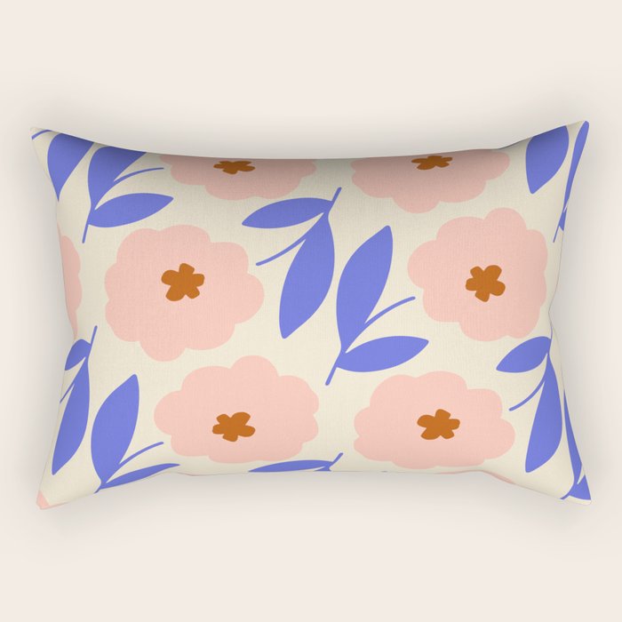 Bold Flower - Pink and Blue Rectangular Pillow Gallery Image 2