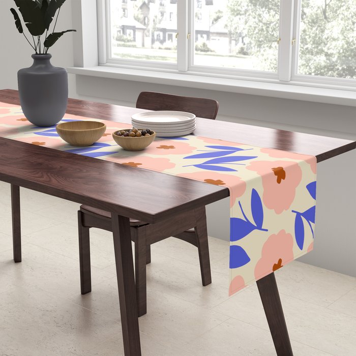 Bold Flower - Pink and Blue Table Runner Gallery Image 2