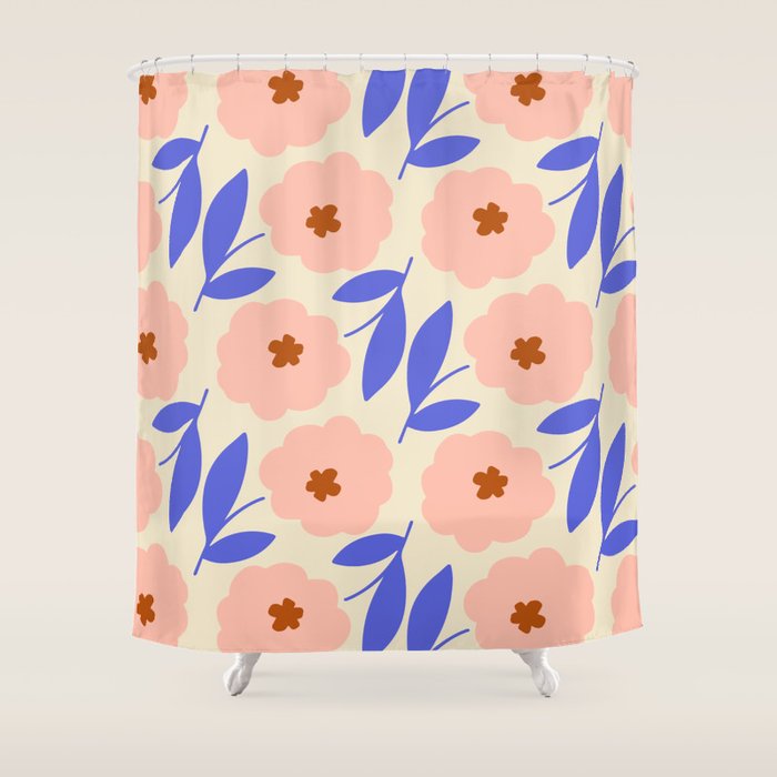 Bold Flower - Pink and Blue Shower Curtain Gallery Image 1