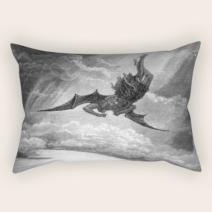 Gustave Doré Paradise Lost Fall to Earth Rectangular Pillow Gallery Image 1