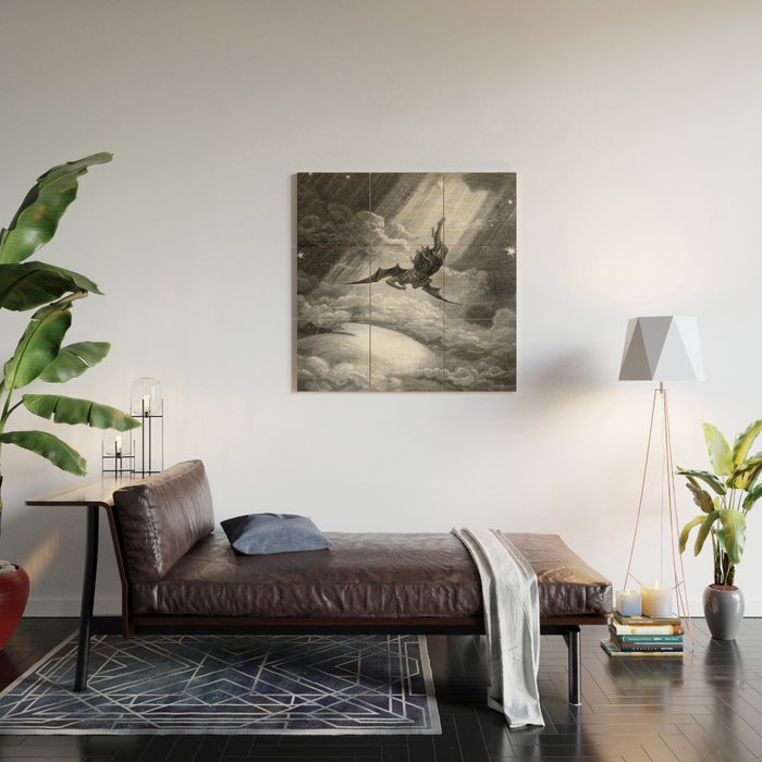 Gustave Doré Paradise Lost Fall to Earth Wood Wall Art Gallery Image 2