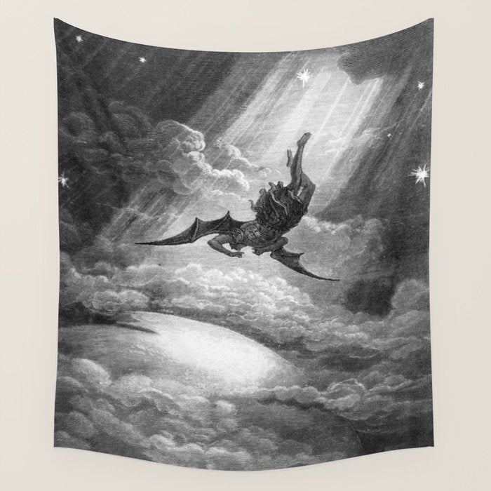 Gustave Doré Paradise Lost Fall to Earth Wall Tapestry Gallery Image 4