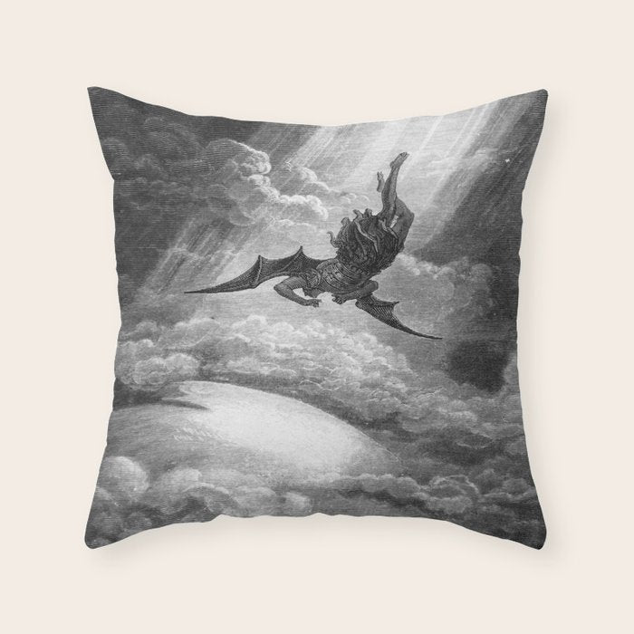 Gustave Doré Paradise Lost Fall to Earth Throw Pillow Gallery Image 6