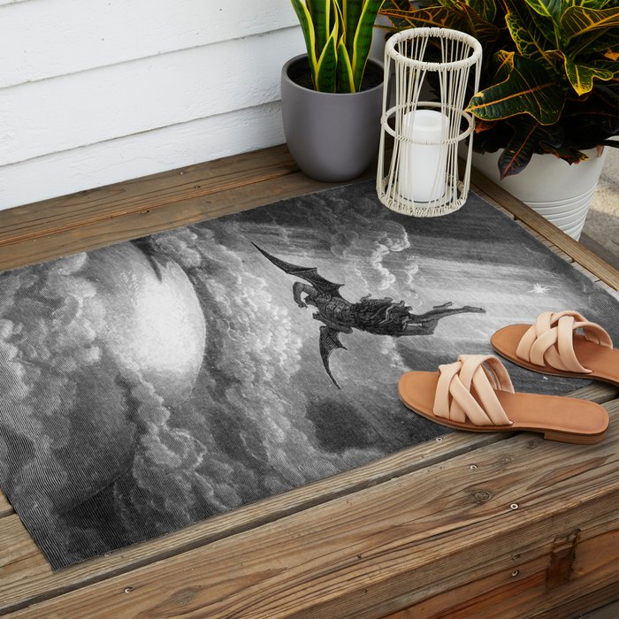 Gustave Doré Paradise Lost Fall to Earth Outdoor Rug Gallery Image 2