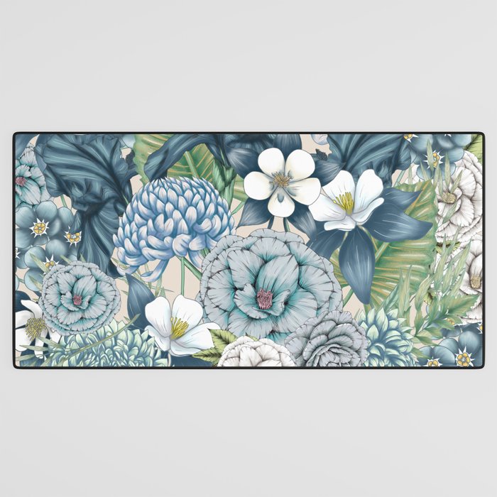 Blue Floral Garden Desk Mat Gallery Image 3