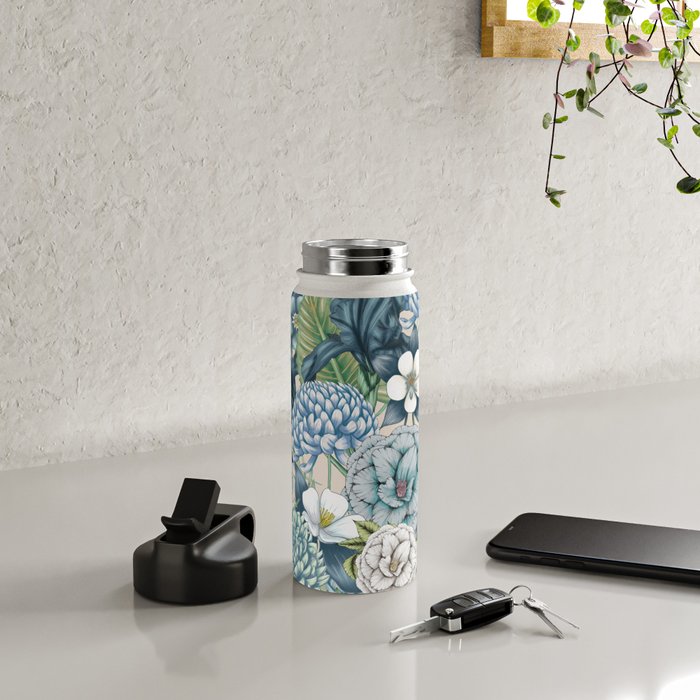 Blue Floral Garden Water Bottle Gallery Image 4