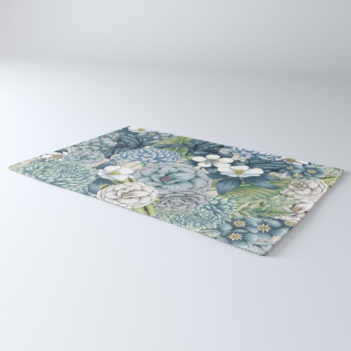Blue Floral Garden Rug Gallery Image 3