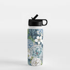 Blue Floral Garden Water Bottle Gallery Image 1