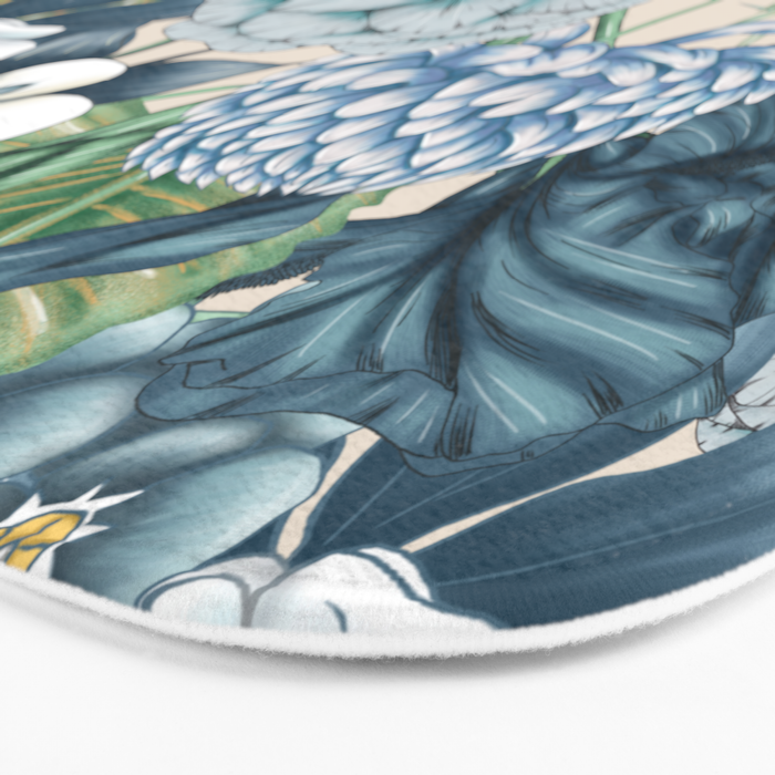 Blue Floral Garden Bath Mat Gallery Image 3
