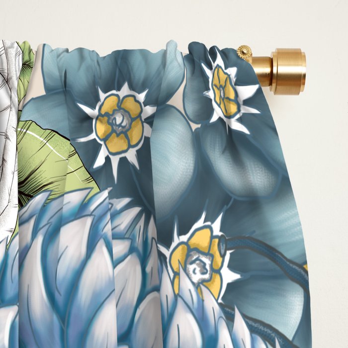 Blue Floral Garden Window Curtain Gallery Image 2