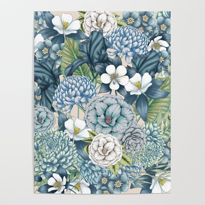 Blue Floral Garden Poster Gallery Image 4