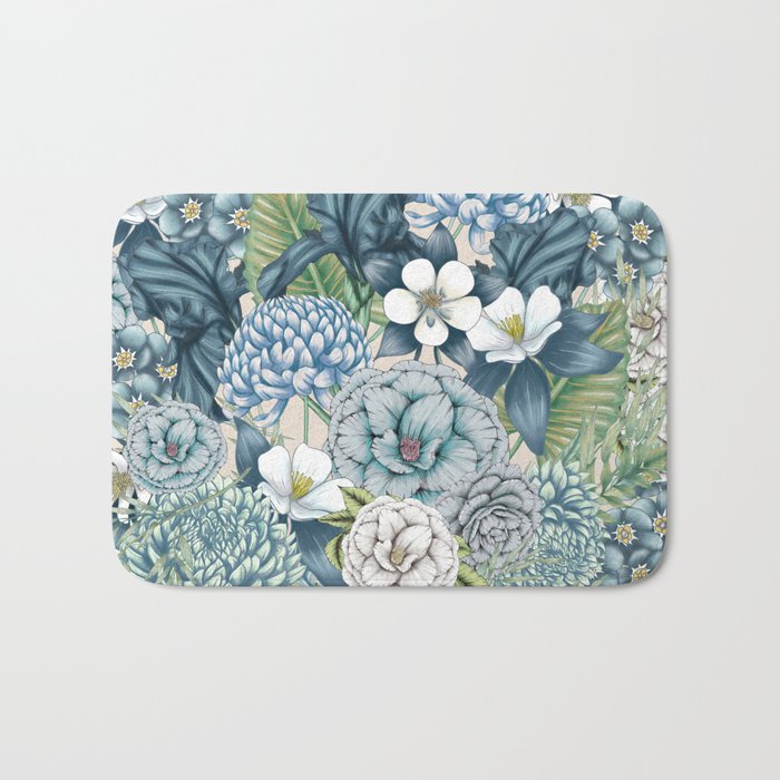 Blue Floral Garden Bath Mat Gallery Image 1