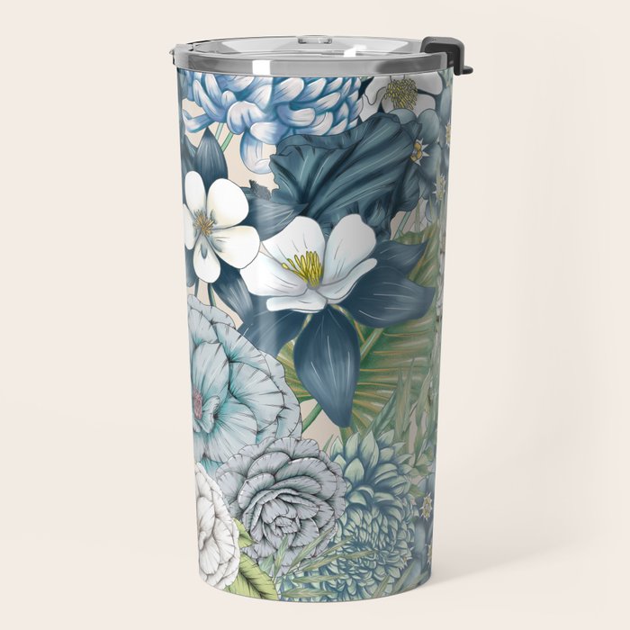 Blue Floral Garden Travel Mug Gallery Image 2