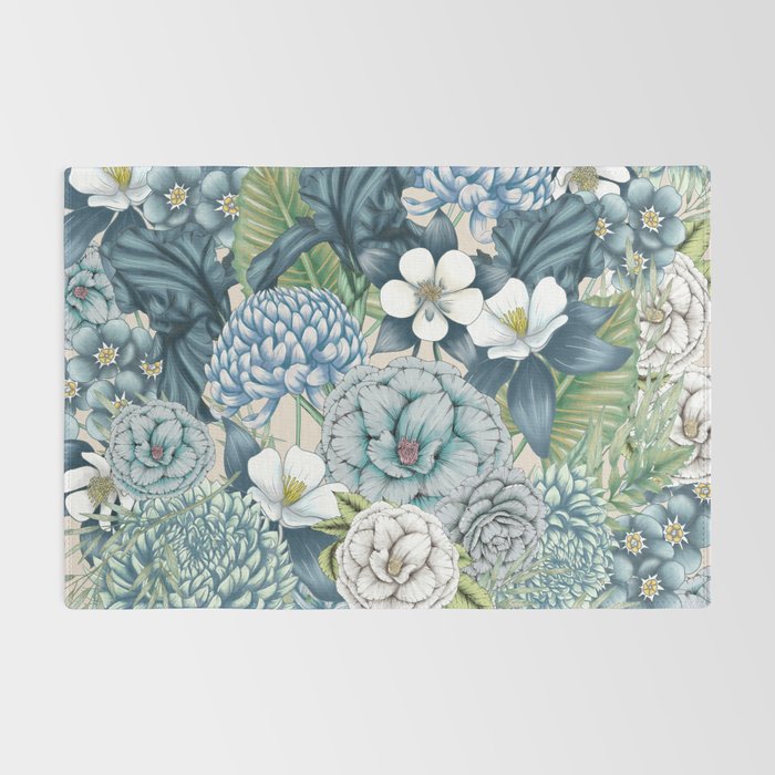 Blue Floral Garden Rug Gallery Image 2