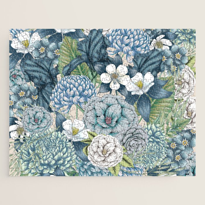 Blue Floral Garden Jigsaw Puzzle Gallery Image 1