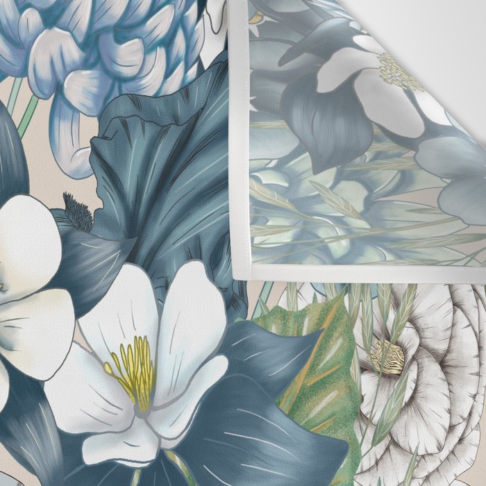 Blue Floral Garden Wall Tapestry Gallery Image 3