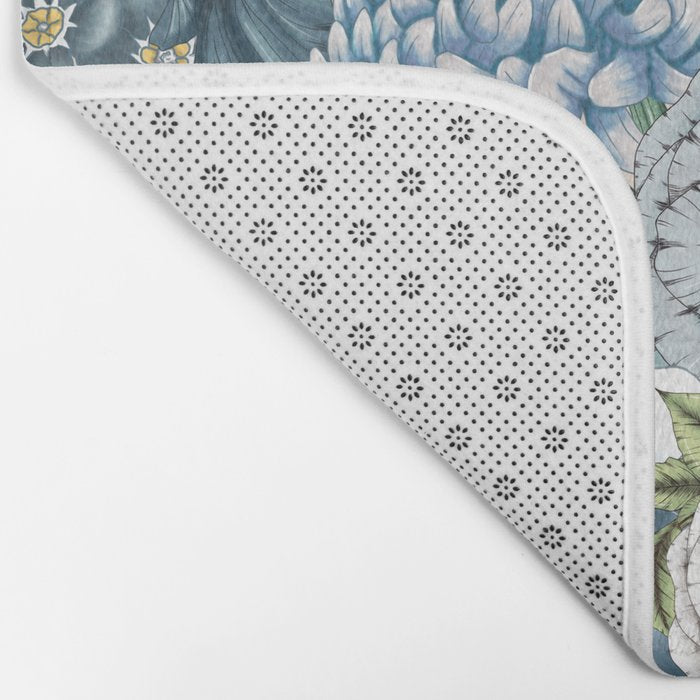 Blue Floral Garden Bath Mat Gallery Image 2