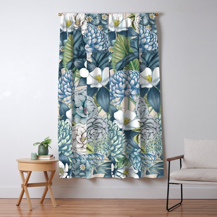 Blue Floral Garden Window Curtain Gallery Image 5
