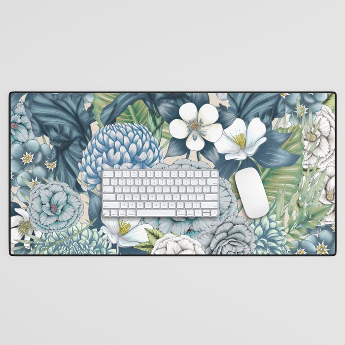 Blue Floral Garden Desk Mat Gallery Image 1